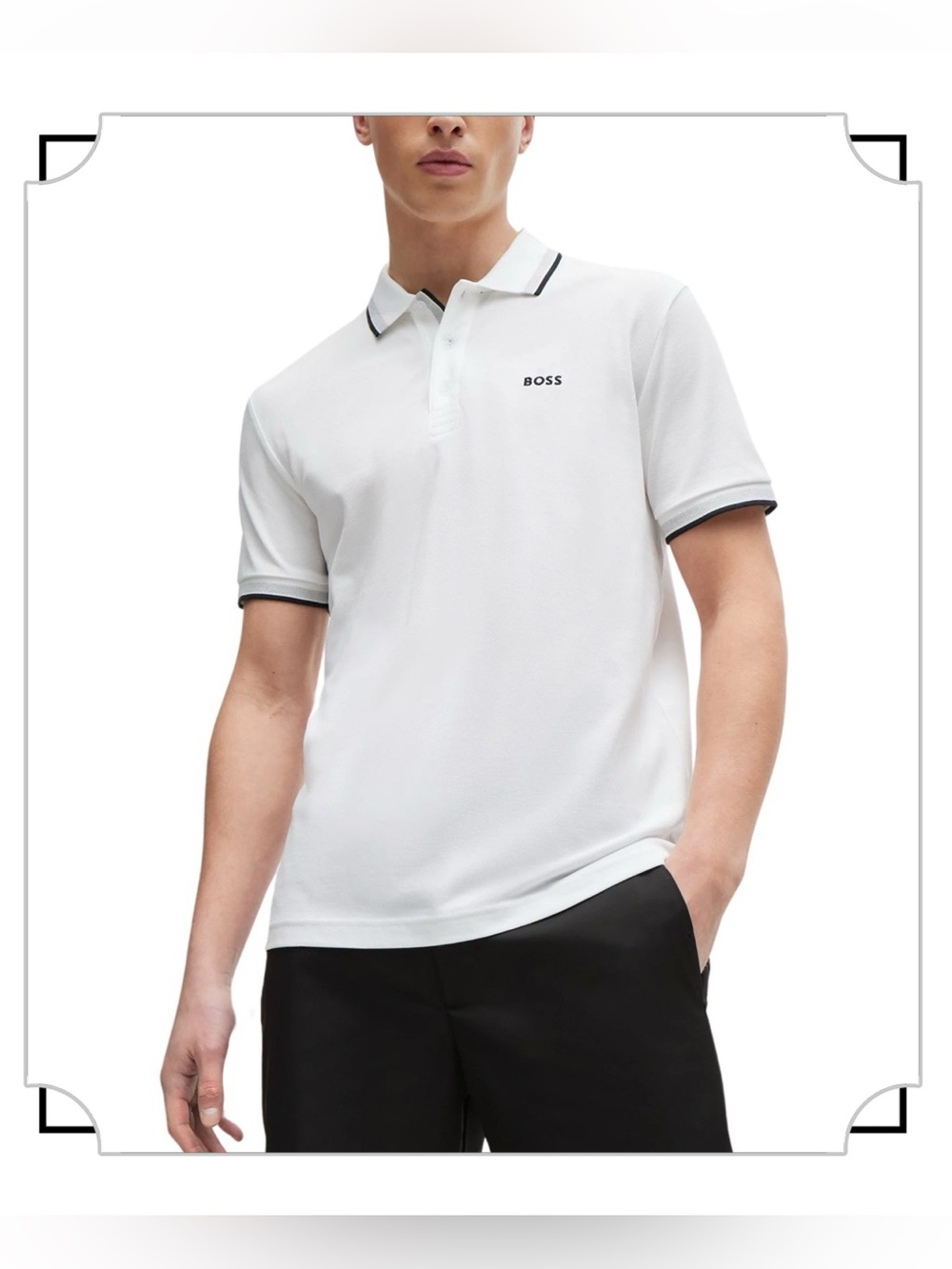 Hugo Boss Men’s Cotton Blend Paddy Pro Embossed Logo Polo Shirt White Sz XL